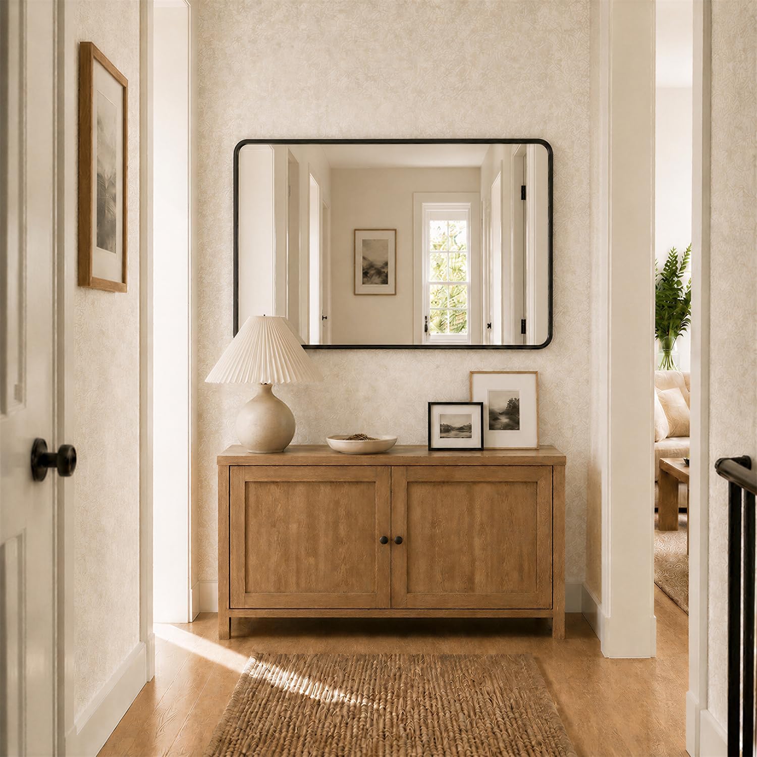 Koonmi Black Bathroom Mirror for Over Sink, 22x30 Inch Wall Mirror for Wall Matte Rectangle Metal Deep Framed, Shatterproof Tempered Glass Mirrors for Bathroom, Hang Vertically or Horizontally