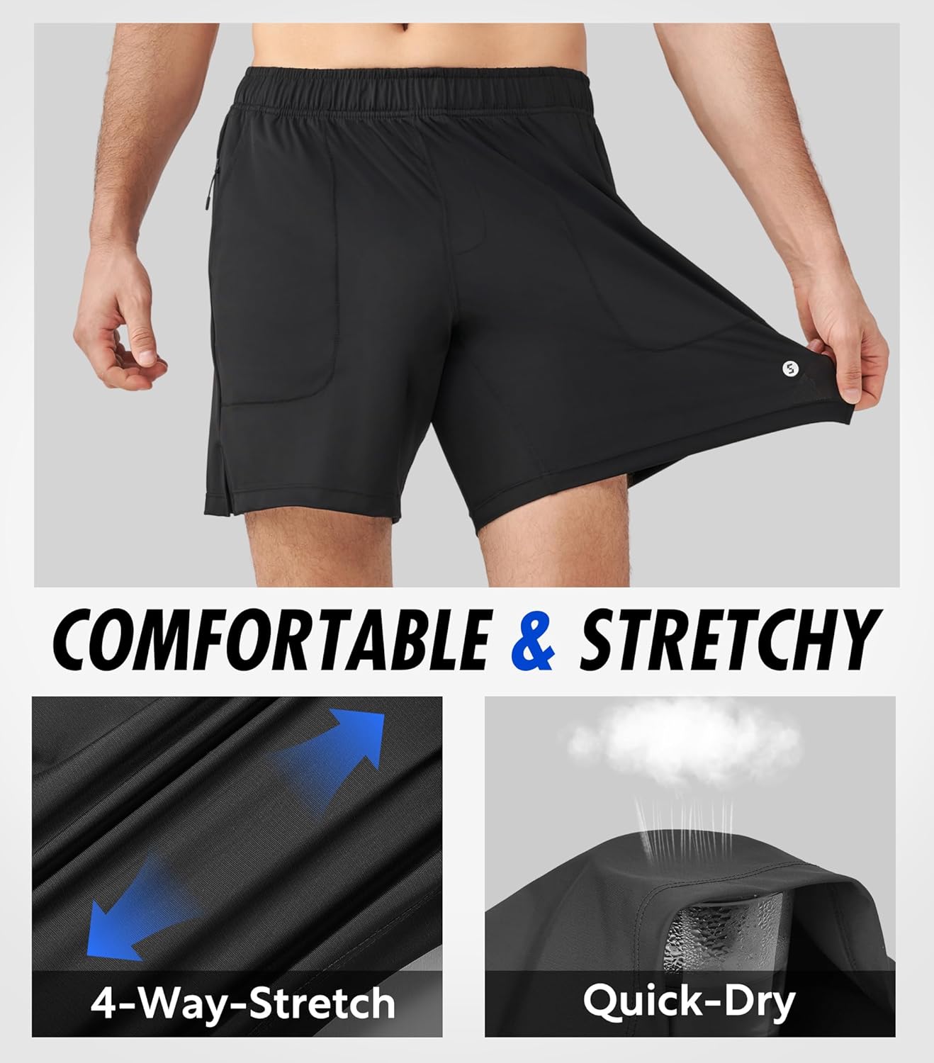 Separatec Mens Athletic Shorts Quick Dry with Fixed Zipper Pockets - Stretch Workout Running Gym Shorts Men - Image 2