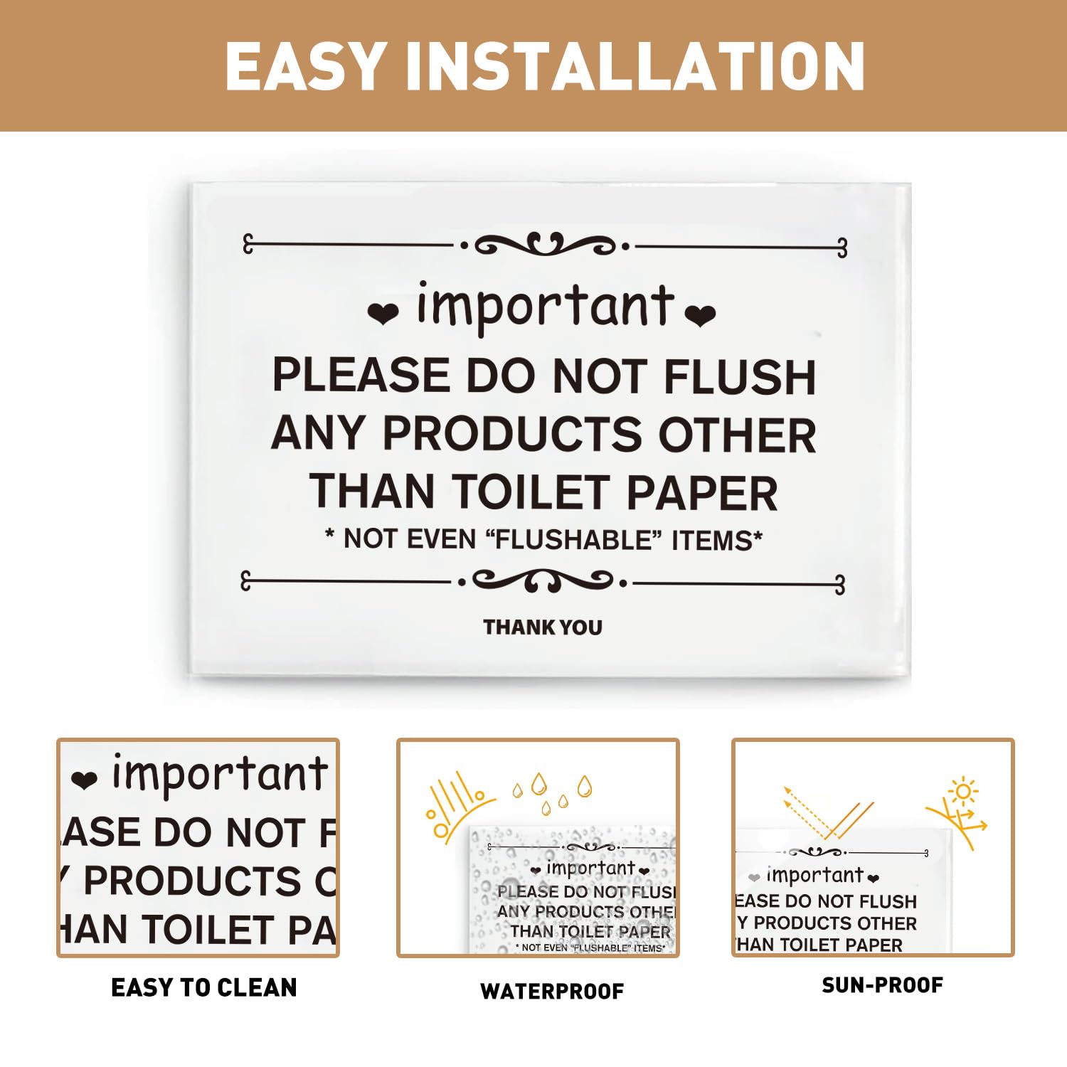 PLIGREAT Non Sciacquare Regole Segno Bagno Acrilico Segnaletica, Sciacquone Carta Igienica Porta Decorazione Della Parete, Casa Fattoria Bagno Citazione Segno per Businesse Ufficio Toilette Home Decor