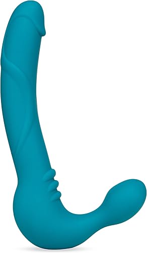 Miniatura 11 de Blush Temptasia Estella - Consolador vibrador curvado de silicona de 9.5 pulgadas, doble extremo sin tirantes, recargable, impermeable, profundo