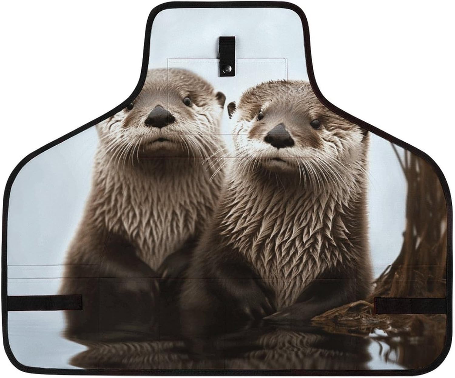 Cute Otter Tool Apron with Multiple Pockets Adjustable Heavy Duty Work Apron Cross-Back Straps Lightweight Workshop Bib Apron for Men Women Woodworking Garden