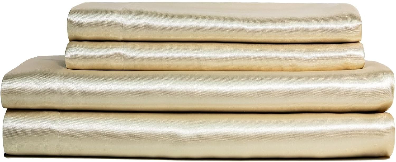 Baltic Linen Satin Luxury Sheet Set Cal King Black 4-Piece Set