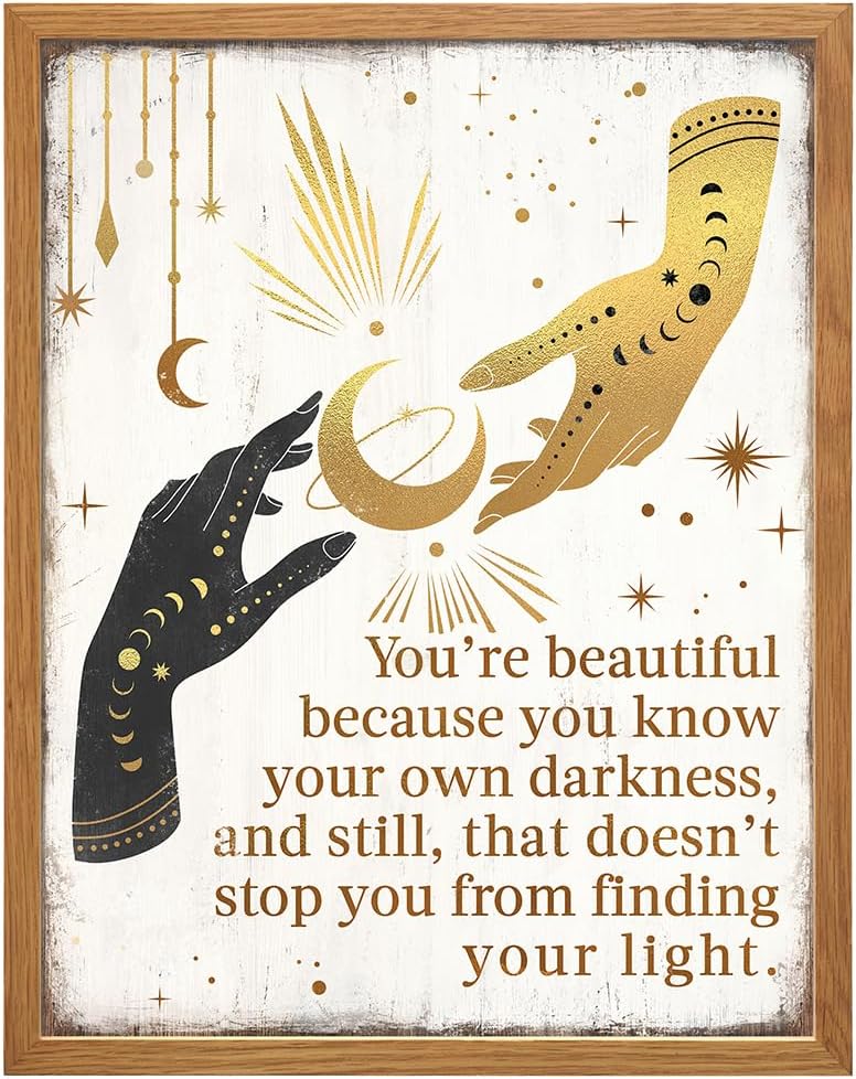 Boho Gothic Wall Decor LARGE 11x14 FRAMED - Witchy Home Decor - positive Quotes Wall Art for Women - Motivational poster Gothic Room Print - Wicca Witch Supplies - Inspirational Decoration for Women