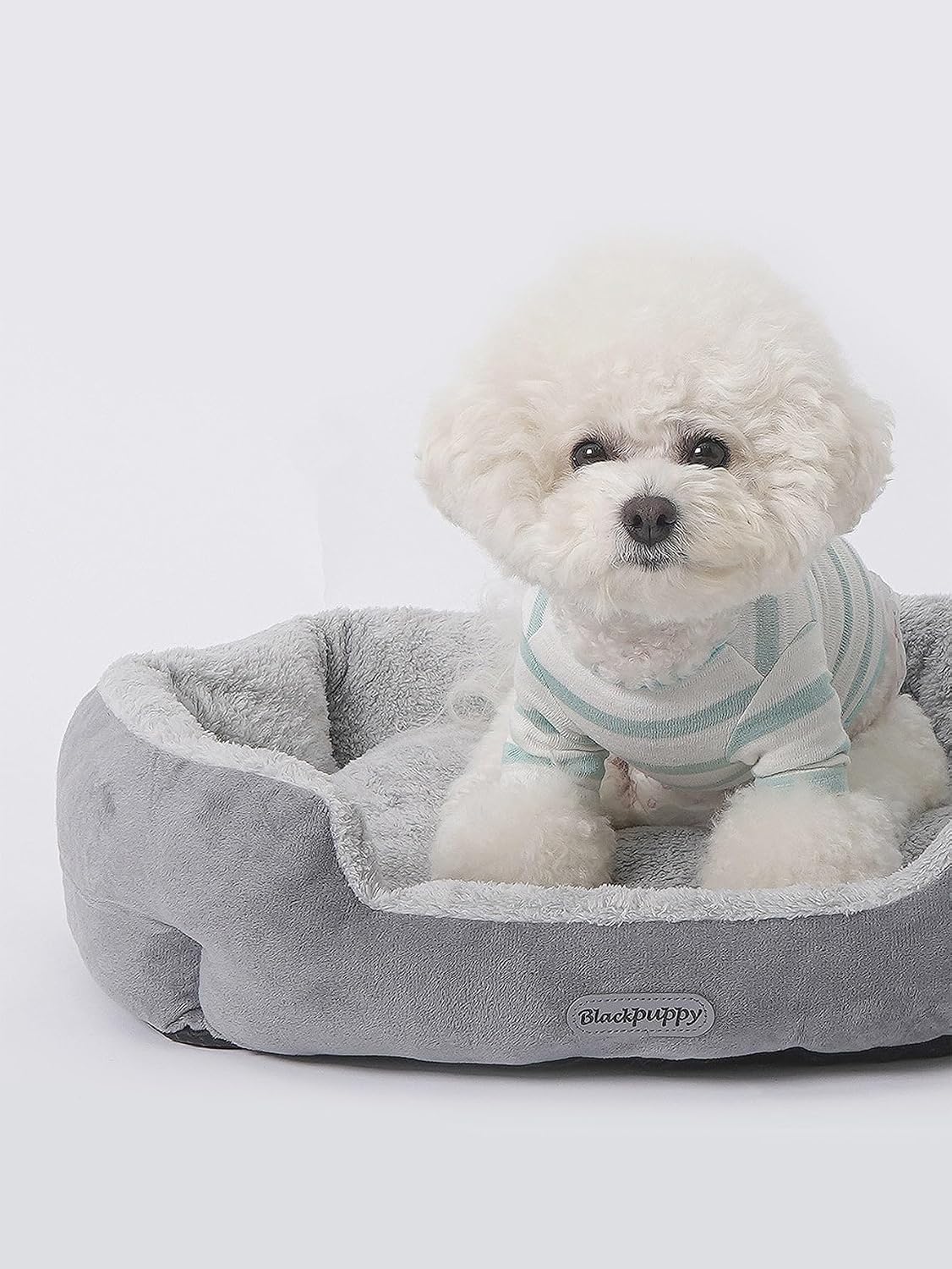 review QWINEE Cat Dog Bed Crate Mat Puppy Sleeping Bed Soft and Warm Plush Dog Bed Mats Fall Winter Anti-Slip Pet Bed for Small Medium Dogs Cats Kitten Grey M