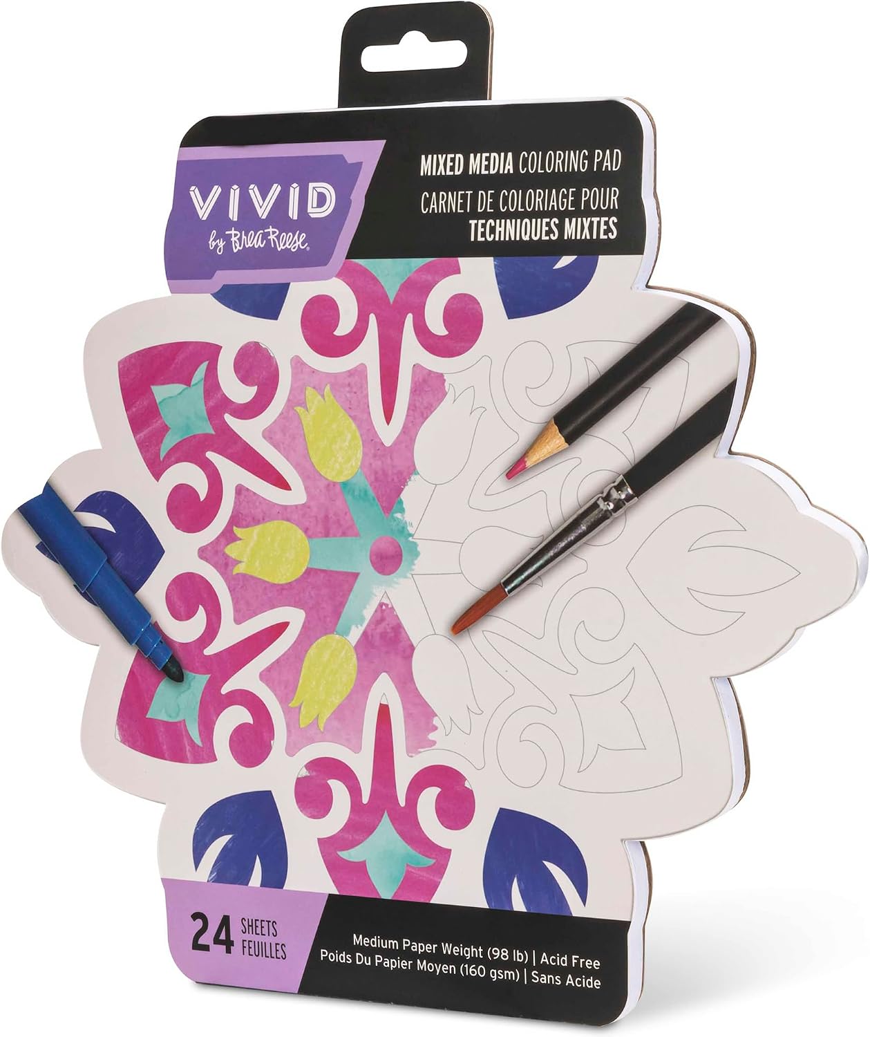 Brea Reese Vivid Mixed Media Coloring Pad - 24 Tile Shaped Sheets