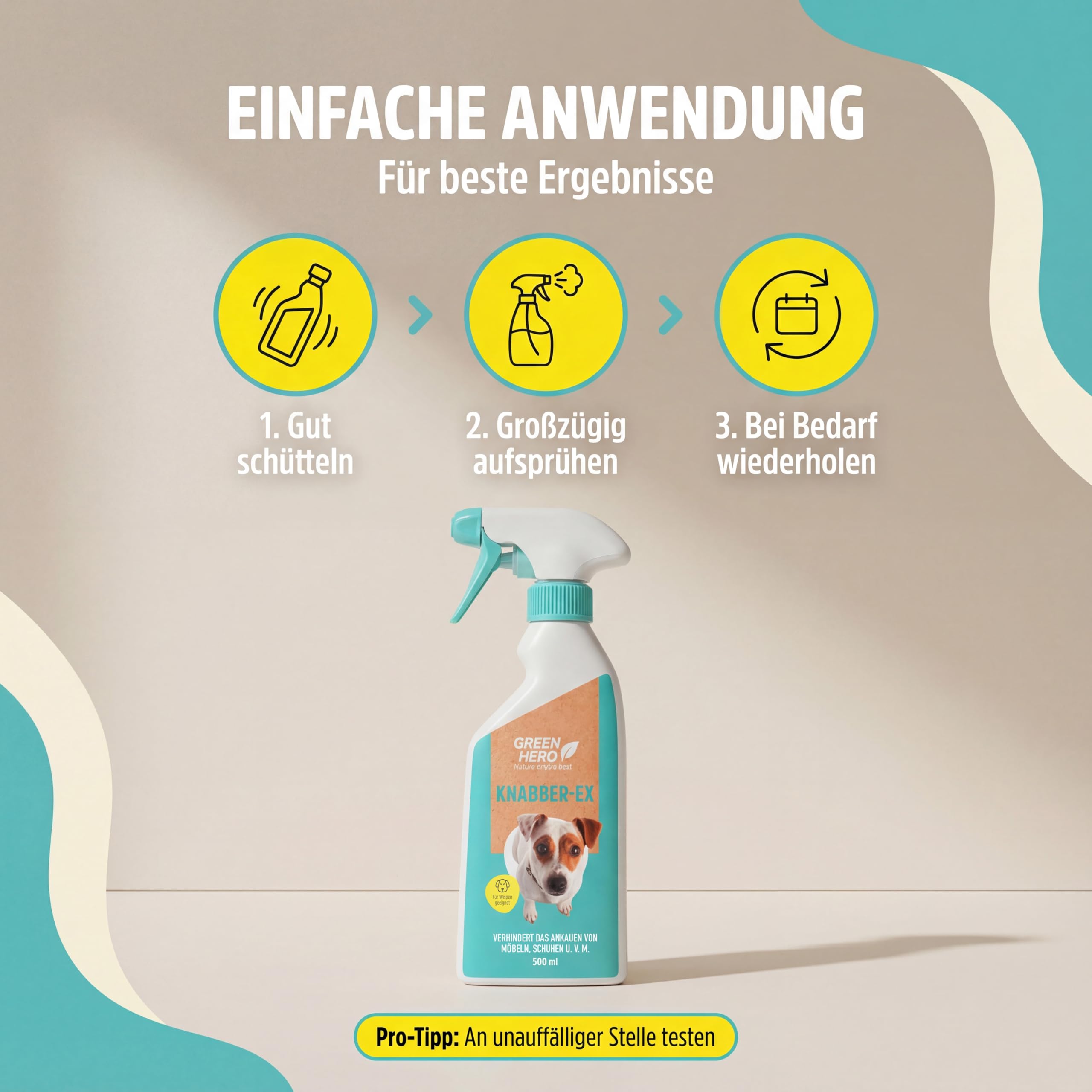 Green Hero Knabber-EX 500 ml Knabberstopp Bitterspray für Hund & Katze Anti Knabber & Ankauen von Möbeln Schuhen u.v.m. Anti Kau Spray Hund