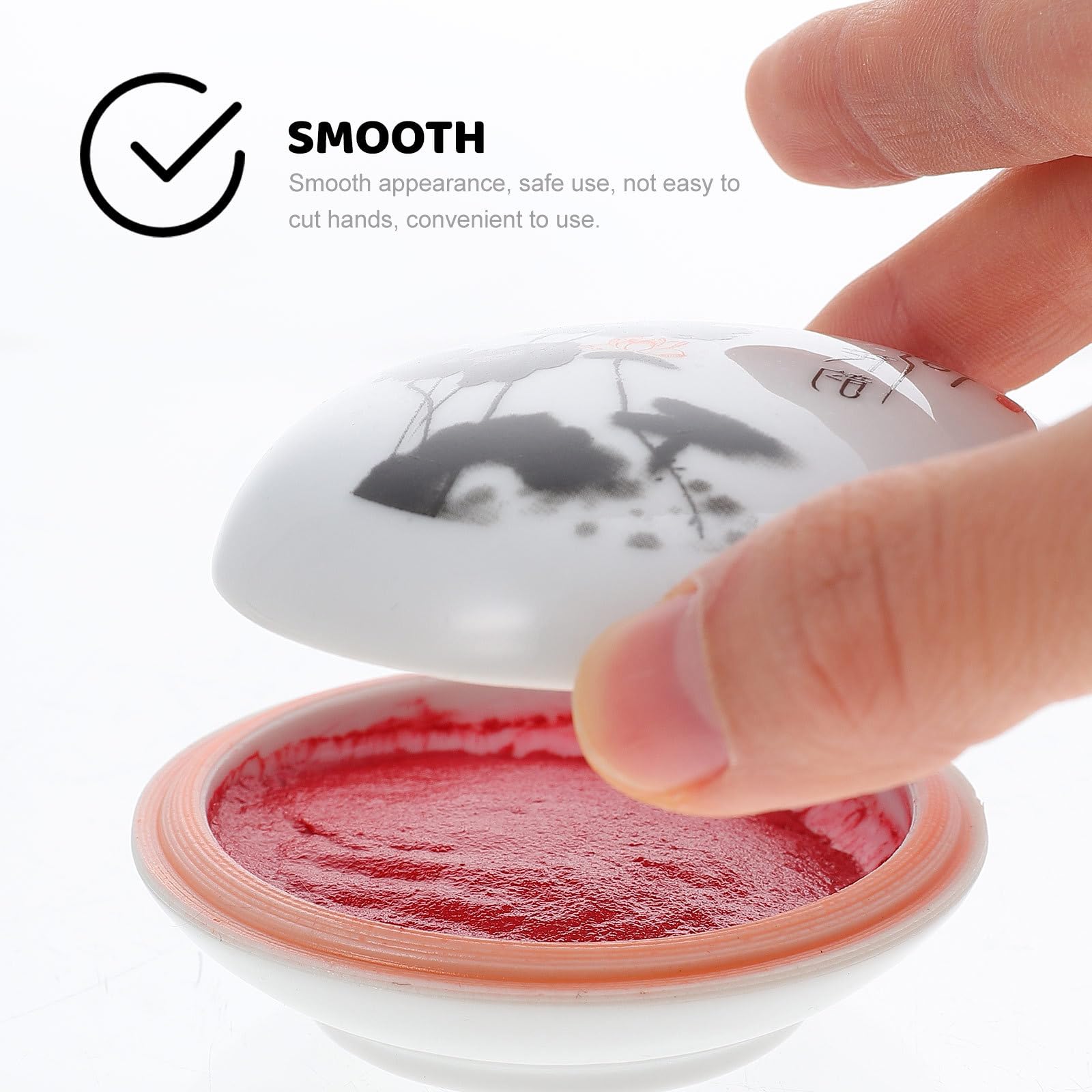 Tampone di Inchiostro Rosso Facile da Pulire e Leggero per Calligrafia e Pittura, Pasta Inchiostro Ceramica Stile retrò Cinese, Dimensioni 8cm