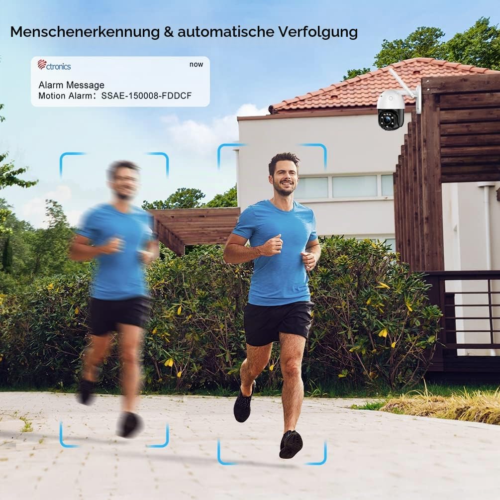 Ctronics PTZ Überwachungskamera Aussen WLAN, Dome IP Kamera Outdoor