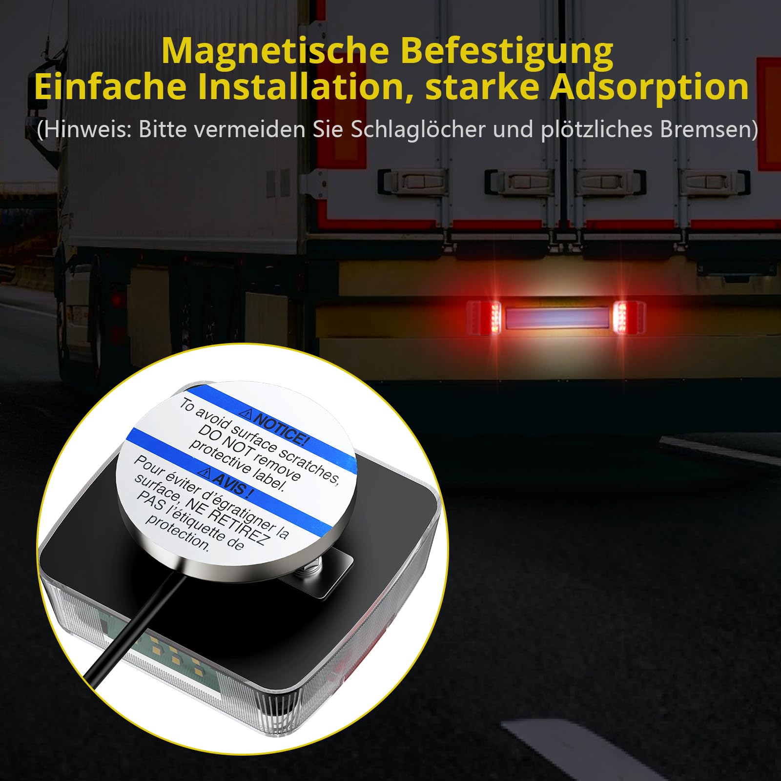 PROZOR LED Rückleuchte Set 12V Anhänger Beleuchtung 18 LEDs Verkabelt Rücklicht Set mit Magnet 7,5m Kabel 7 Polig Anhängerbeleuchtung Rückleuchte IP65 Wasserdicht E11 ECE