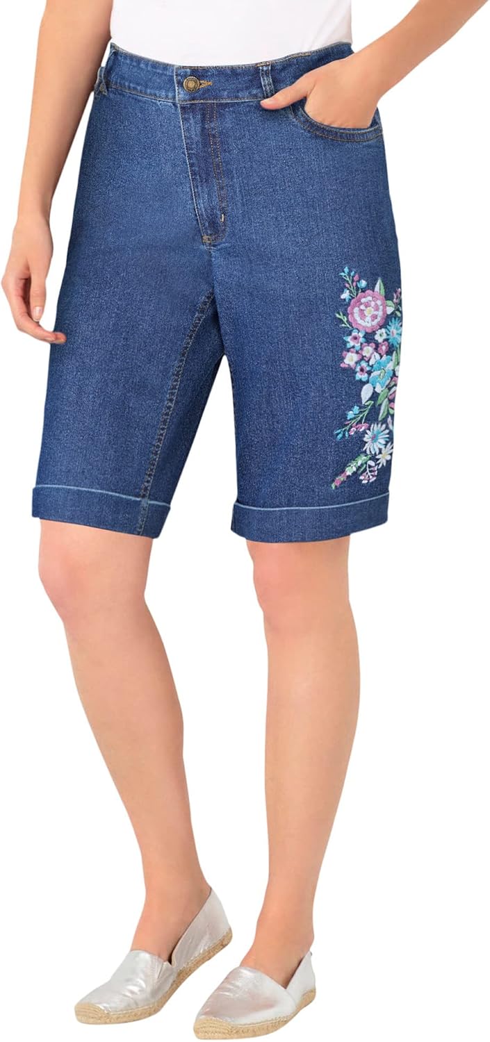 Woman Within Women's Plus Size Stretch Jean Bermuda Short