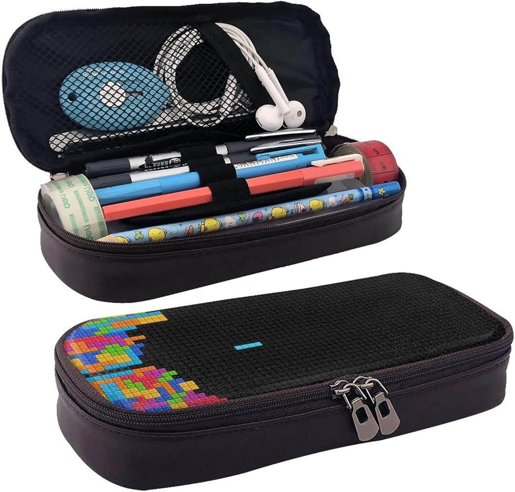 Amazon.co.jp: テトリス ペンケース 多機能 筆箱 Pu皮革 文具収納