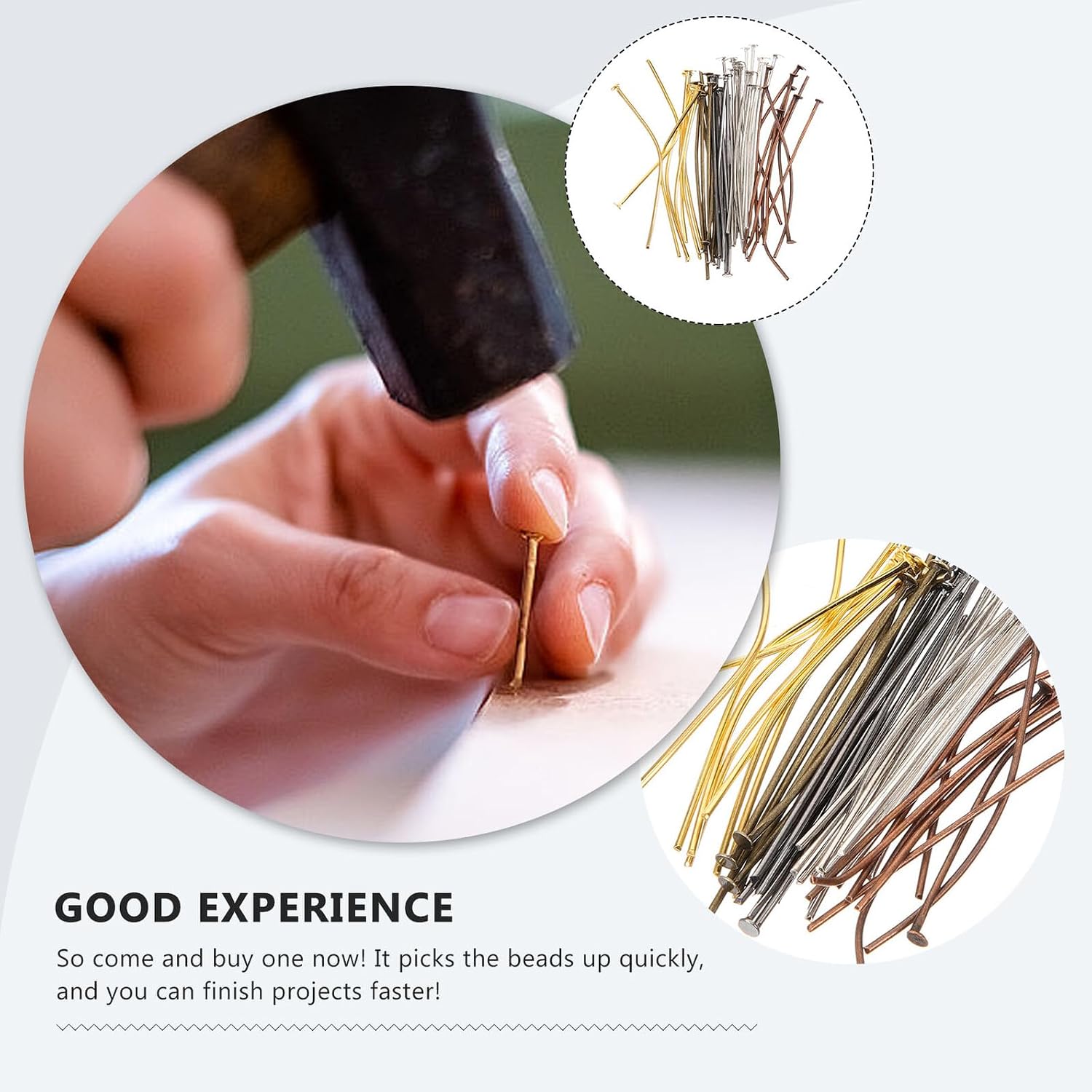 MAGICLULU 600Pcs Flat Head Pins DIY Beading Pins for Jewelry Making Craft End Headpins for Earrings Bracelets Necklaces Simple and Convenient Stringing Tool Kit