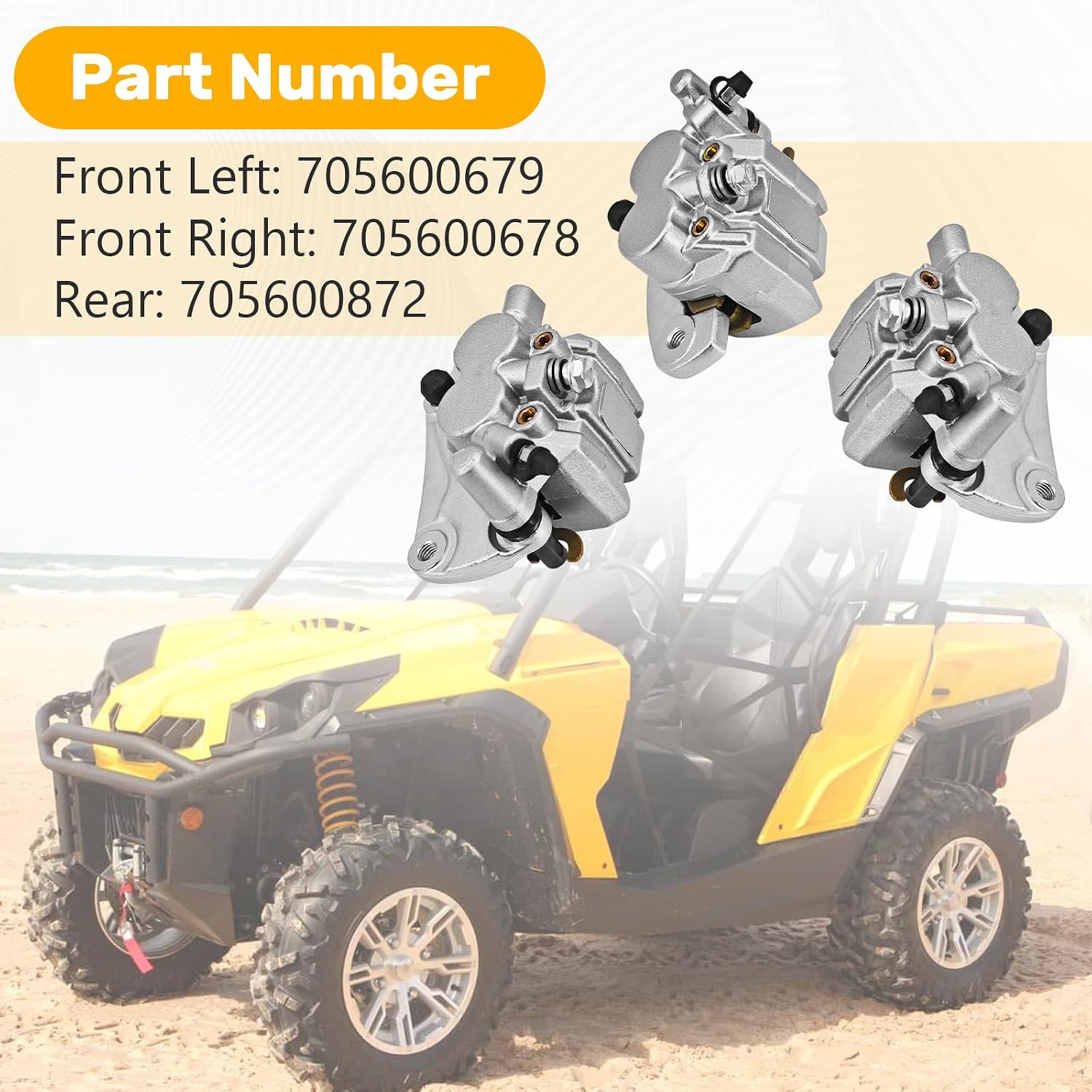 Brake Caliper Fit for Can-Am Commander 800 1000 2011-2020 | Max 800R 1000 1000R 2016-2018, Front Left Right & Rear, Replaces 705600872 705600679 705600678