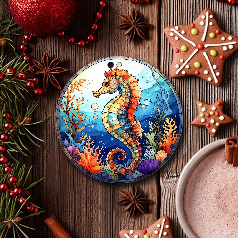 2025 Christmas Ornament – Seahorse Ornament, Ocean-Themed Holiday Tree Decoration, Marine Lover Keepsake Gift - Image 5