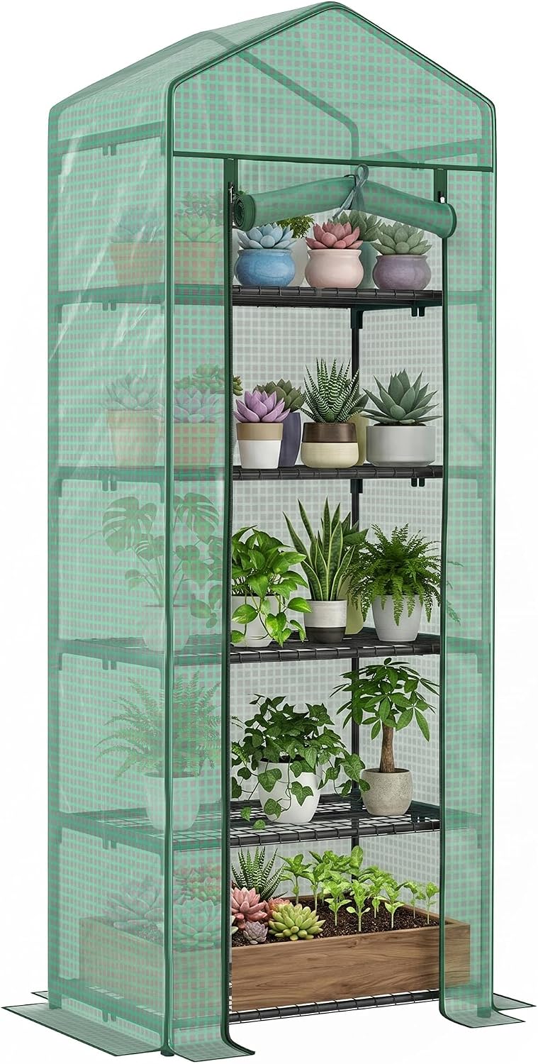 Outsunny 5 Tier Mini Greenhouse Portable 27.25" x 19.25" x 76" Green