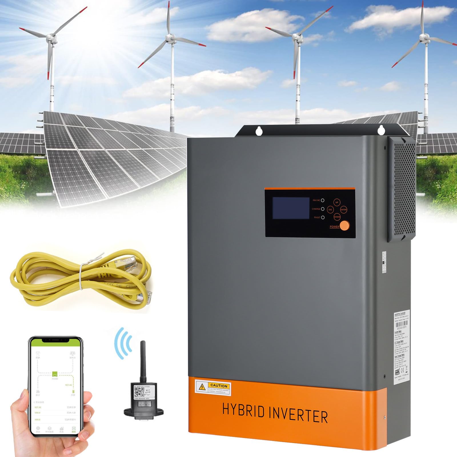 Inverter Solare Ibrido Trifase Parallelo da 6,2 Kw, Inverter Solare A Onda Sinusoidale Pura Mppt, Controllo Macchina all-in-One, da 48 V A 220/230 V, può Funzionare Senza Batteria