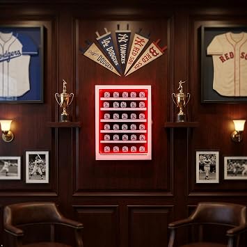 Championship Ring Display Case RGB LED - 30 Ring Large Baseball Ring Display Cases Wall Display Case Ring Storage, Baseball Ring Holder Display, Holds Basketball Football Rings (White)