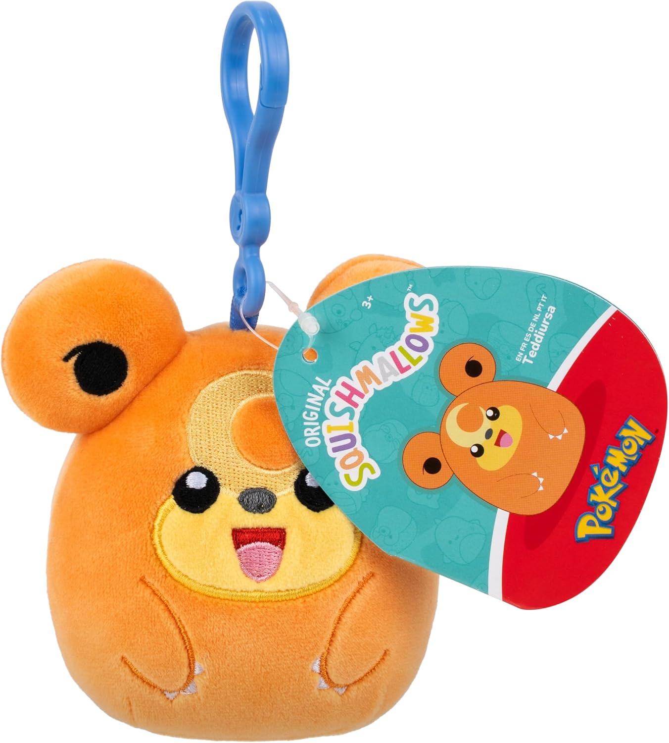 Squishmallows Original Pokémon Teddiursa Clip - Ultrasoft Official Jazwares Plush