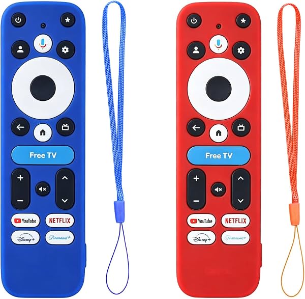 2 Paquete de Funda de Silicona para Control Remoto Onn 4K Pro/Plus, Estuche Protector que Brilla en la Oscuridad Compatible con Onn Google TV Control Remoto con Botón de TV Gratis (Azul Marino no Brilla + Rojo no Brilla)