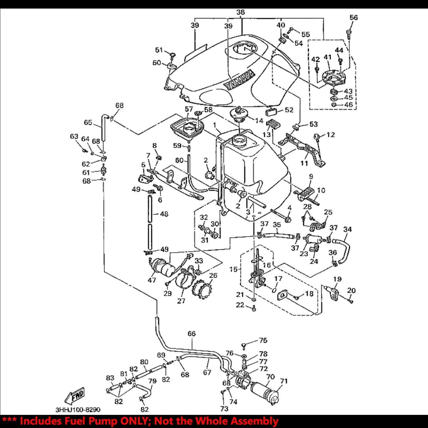 ExtremePowersports OE Replacement EFI Fuel Pump Compatible with 89-99 FZR 600/600R/FJ 1200/TDM 850,TDM850,Seca II 600,FJ1200/FJ 1200,FZR,1000,600R,600,FZR1000/1000,FZR600R,FZR600