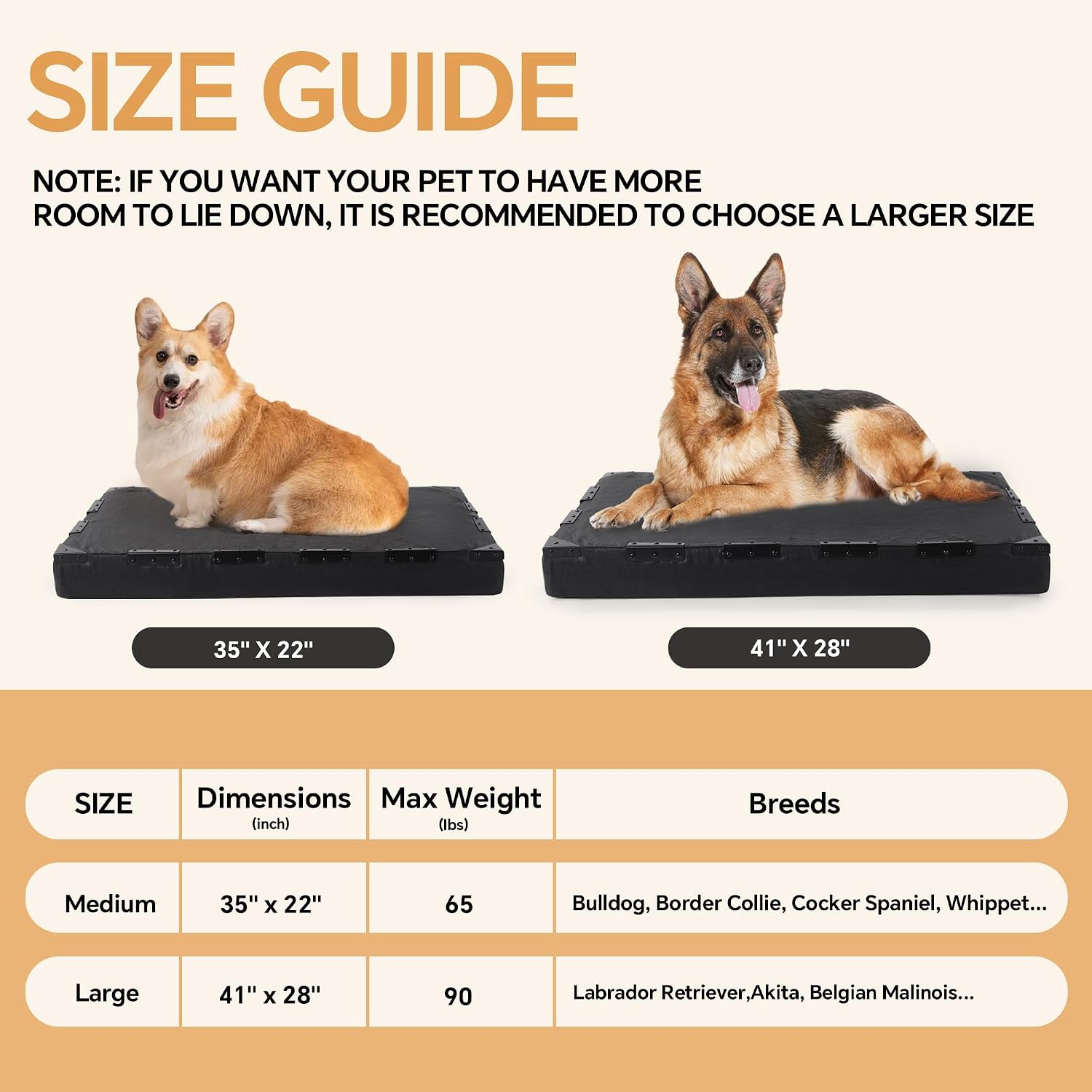 HOMBYS 3.5” Thickness Foam Chew Proof Indestructible Dog Bed with 22 Metal Rivets, Supportive 41"x28" Durable Tough Pet Bed for Large Aggressive Chewers, Black