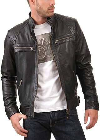 Laverapelle Mens Genuine Lambskin Leather Jacket Black, Biker Jacket - 1501344
