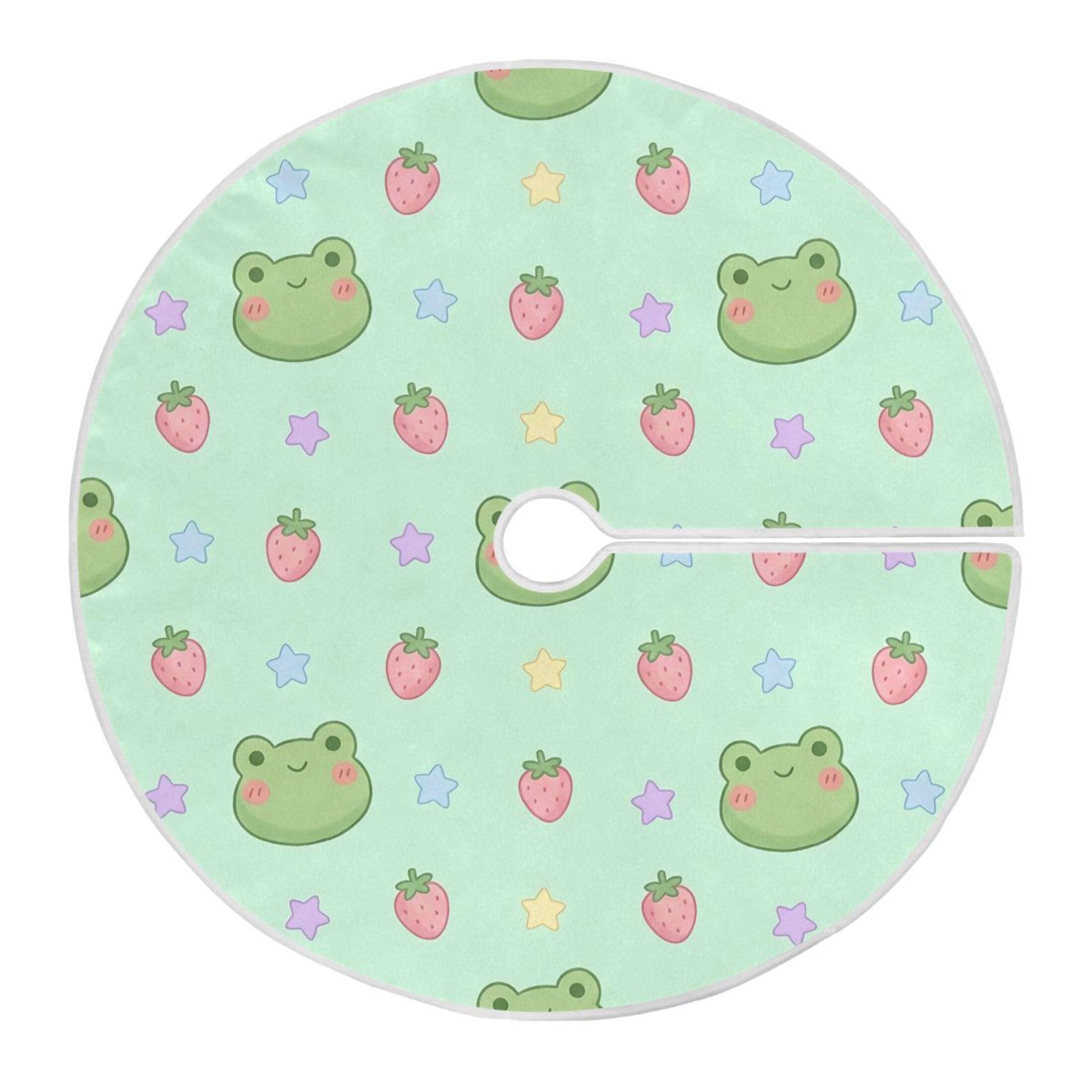 Fuauuyl Frogs Christmas Tree Skirt 36 in Indoor Outdoor Tree Mat for Farmhouse Holiday Party Decoration
