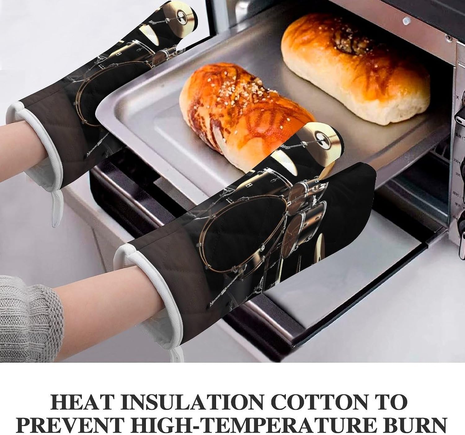2 Pcs Oven Mitts Heat Resistant Kitchen Gloves Soft Safety Cool Drum Set Oven Glove for Microwave, Barbecue