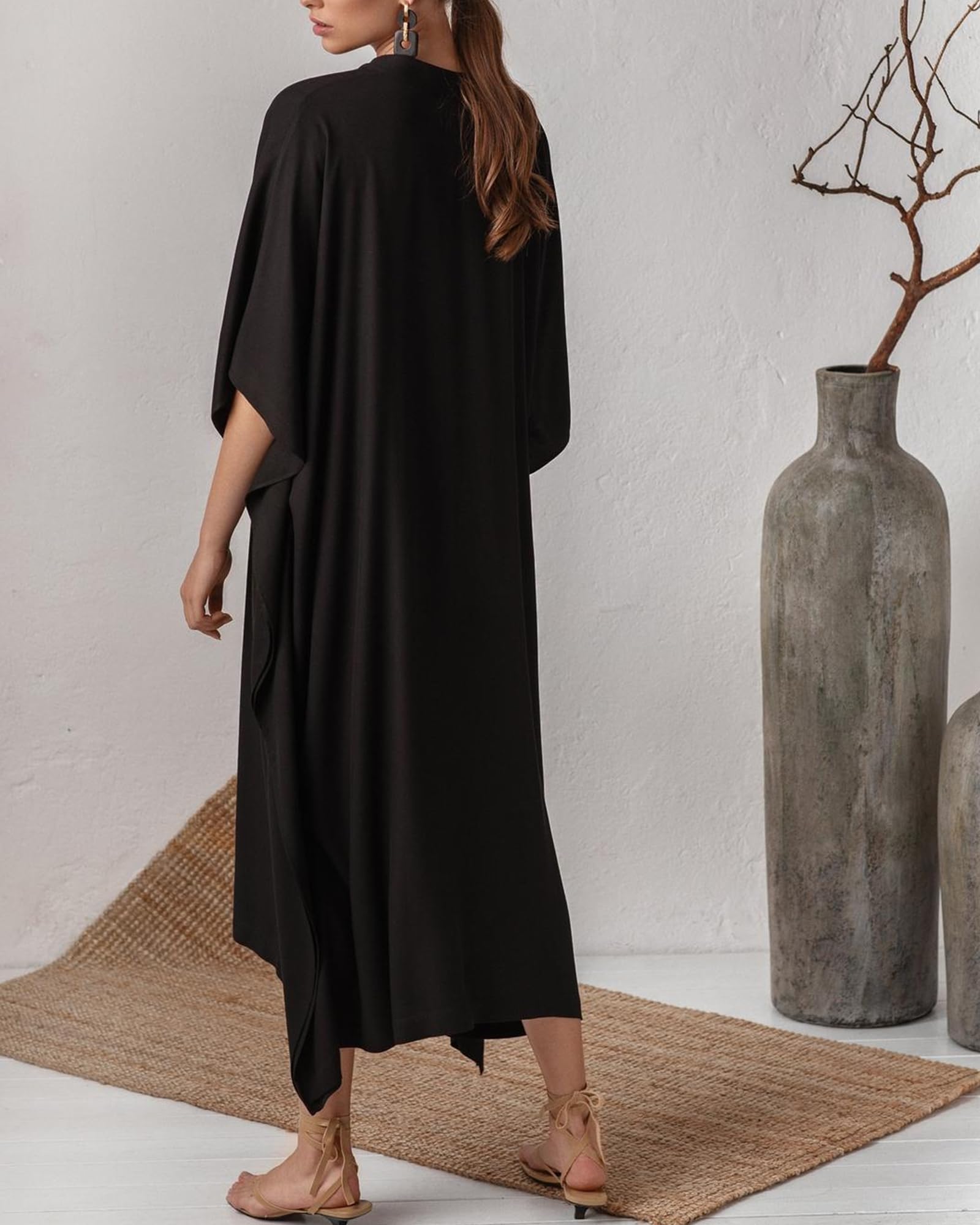 Bsubseach Maxi Vestido para Mujer con Estampado Turco Kaftan Beachwear Bikini Cover Up