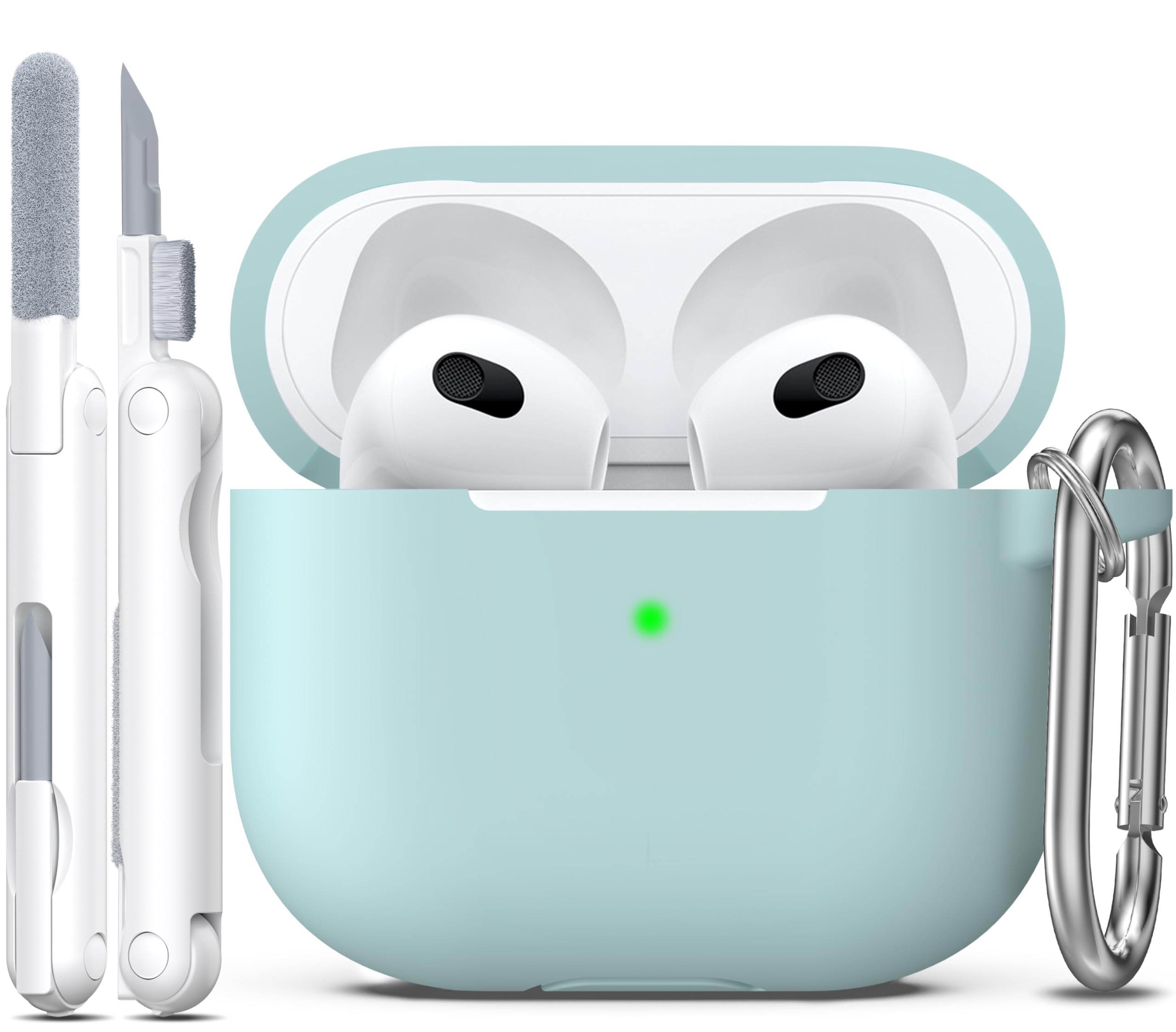 R-fun Compatible with AirPods 3 Case Cover, Silicone Protective Accessories Skin with Keychain Compatible with Apple AirPod 3rd Generation 2021 for