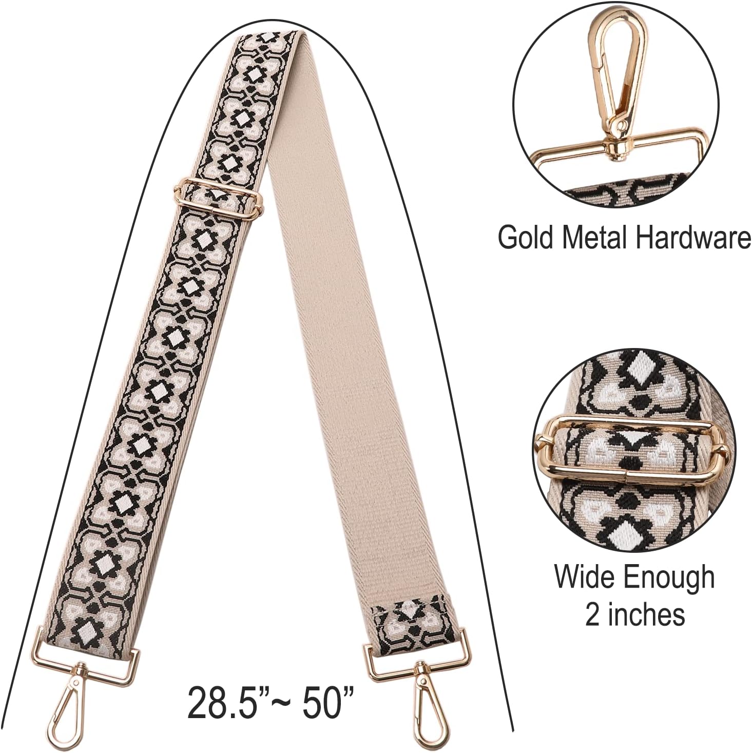 GINJKGO Purse Straps Replacement Crossbody - Adjustable Bag Strap for Purses, Wide Shoulder Strap for Women Guitar Purses - Image 3