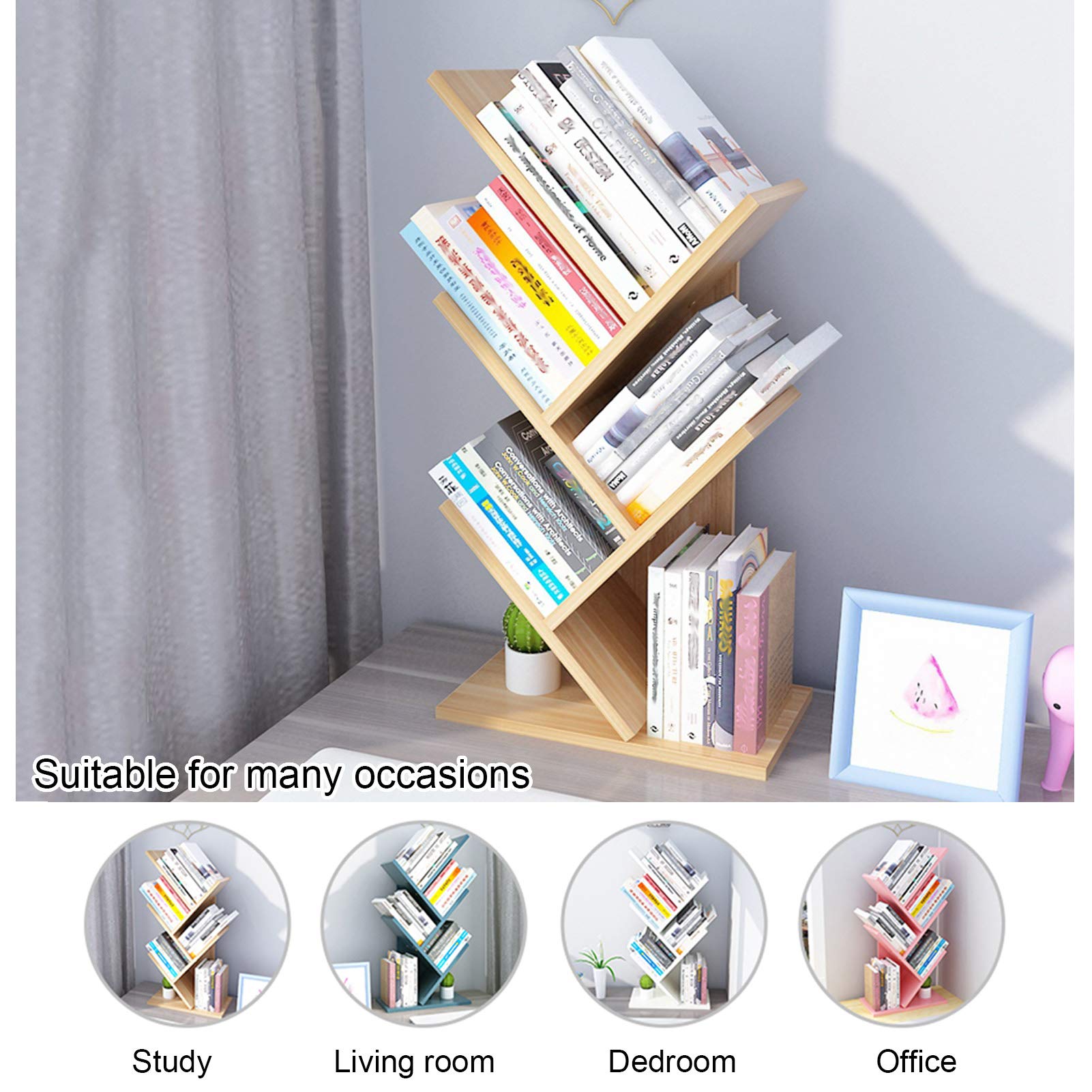 Étagère à Livres Inclinable En Bois - Porte-revues Design Pour Bureau Et Salon - 3 Tailles (33, 40, 50 Cm) - Organiseur De Rangement Portable