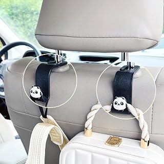 2 Pack Car Hooks for Purses and Bags, Cute Panda Car Seat Headrest Hook for Women, 360° Rotating Universal Vehicle Storage Hanger, Car Back Seat Holder for Bag Purse Backpack