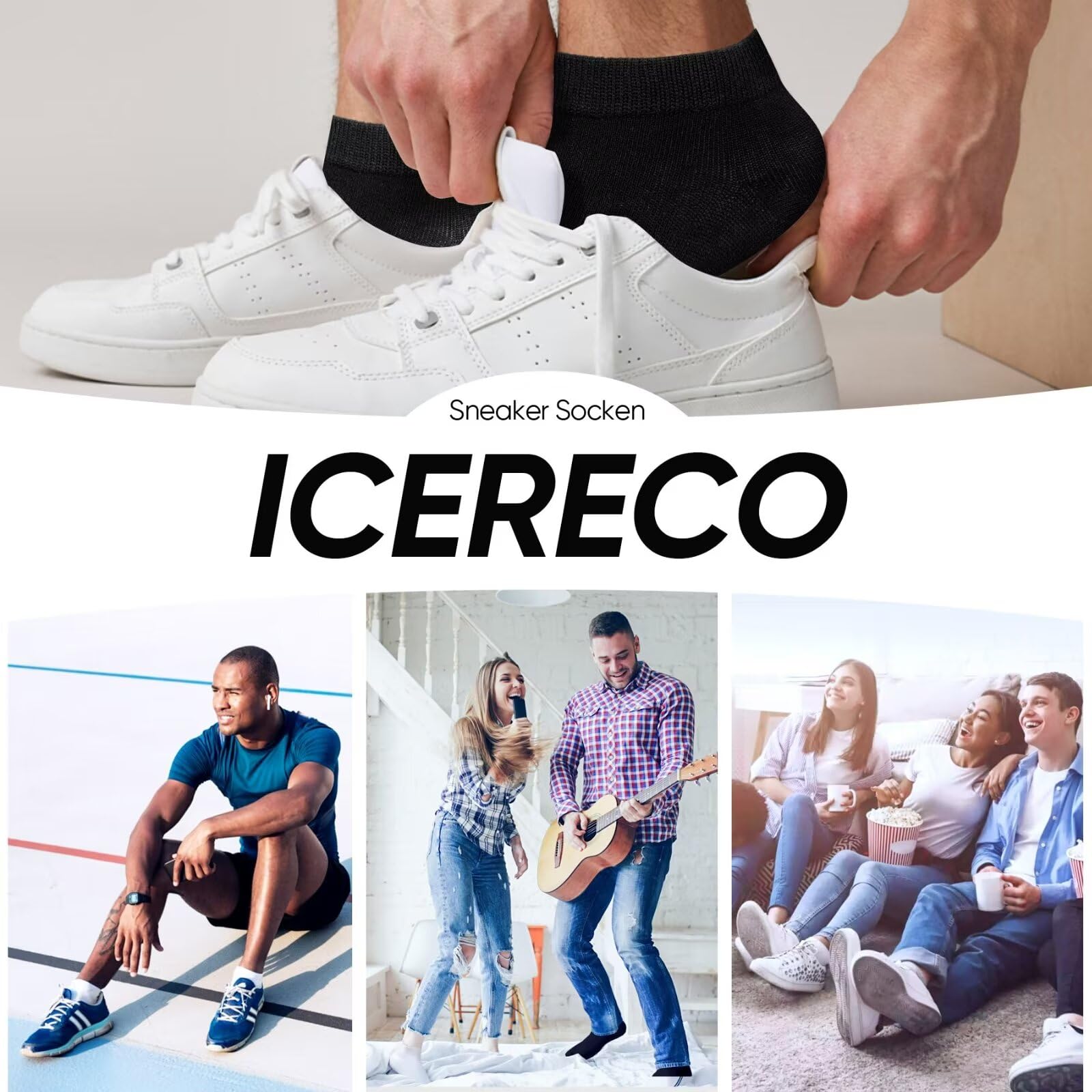 IceReco 6/10 Paia Calze Uomo Corte Cotone Estivi Calzini Donna Corti Sportive Fantasmini Running Trekking Tennis Elastiche
