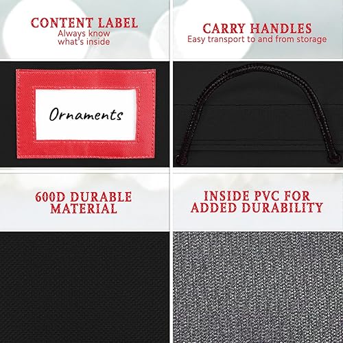 Miniatura 4 de HOLDN' STORAGE Caja de almacenamiento de adornos navideños con divisores, práctica y duradera, 2 bandejas extraíbles individuales para adornos de