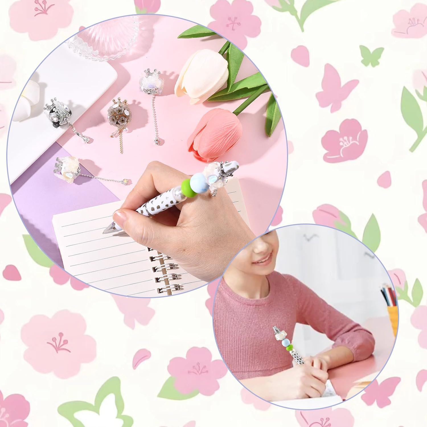 Ornaland Rhinestone Fancy Beads for Pens Crown Tassel Flower Pen Beads for Beadable Pens Keychain Jewelry Making - Image 7