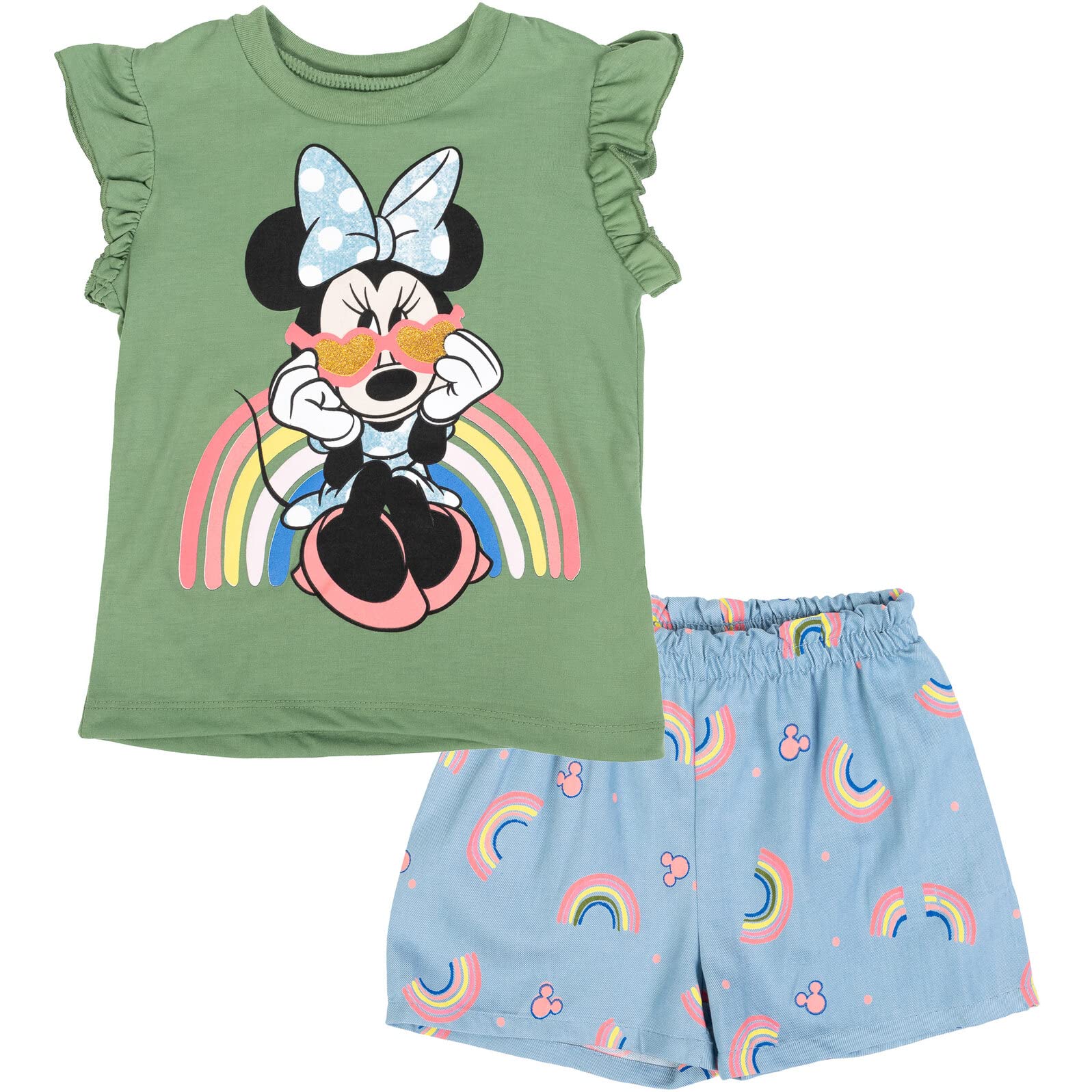 Disney Mickey Mouse &amp; Friends Girls' 2-Piece T-Shirt and Shorts Set for Baby &amp; Kids
