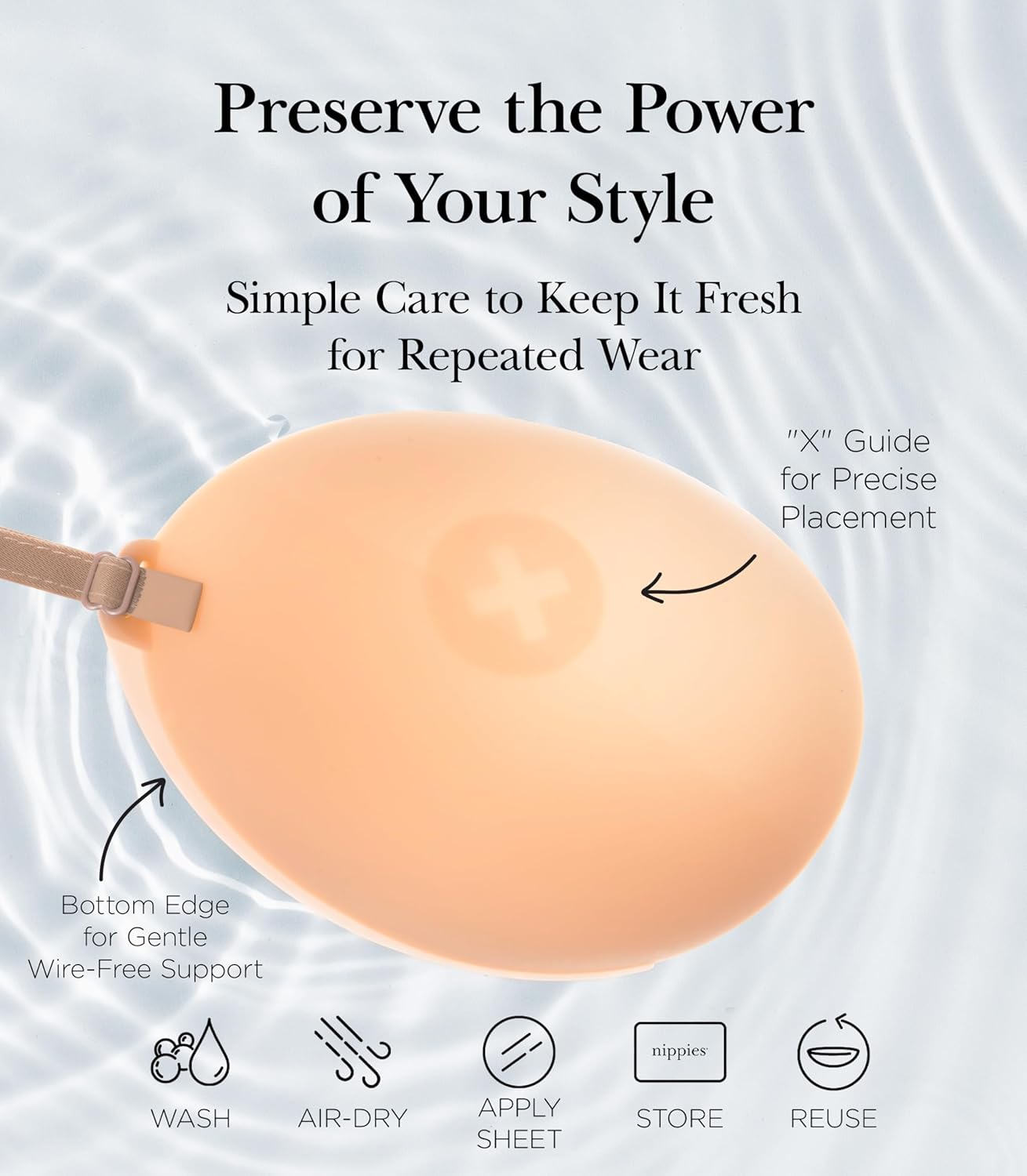 Nippies Silicone Contour Bra - 34C, Caramel - Reusable Strapless Sticky Bra for Women with Shaping Support, Adjustable Front Closure, Deep Round Cups & X Alignment Guide - Backless Outfit Solution - Image 4