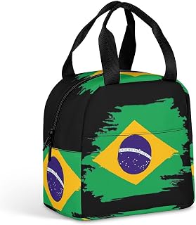 Brazil Flag Funny Reusable Lunch Bag Insulated Tote Box Cooler Food Handbags Case For Women Men 8.5 X 8 X 5 Inches