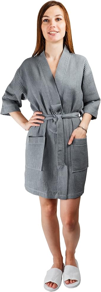 FTB Trendy Colors Waffle Short Robe Bridesmaid Gift Bride 2021 Waffle Robe