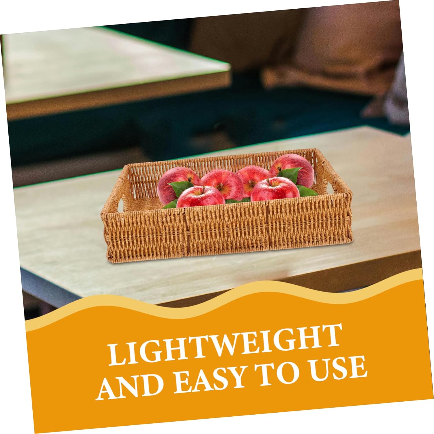 Garneck 4pcs Handwoven Imitation Rattan Decorative Serving Tray Multi-functional Storage Baskets for Fruits Snacks and Bread Elegant Natural Design for Home and Kitchen Use Large