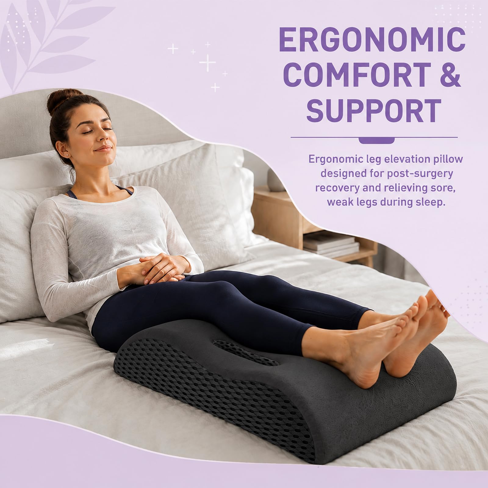 Cuscino a cuneo per gambe, ortopedico, a forma di onda (grigio scuro) | Per letto e sonno per sostenere la circolazione sanguigna e alleviare le gambe