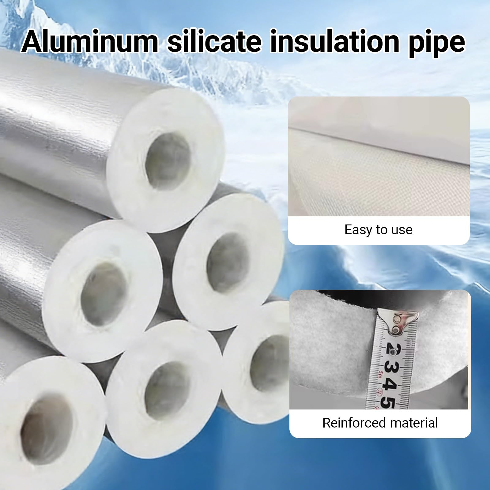 6 Piezas Aislamiento de Tuberías for Exteriores, Espuma Aislamiento Térmico for Tuberías de Agua,Papel de Aluminio Coquilla Aislante for Tubos de Agua y Calefacción(76mmID)
