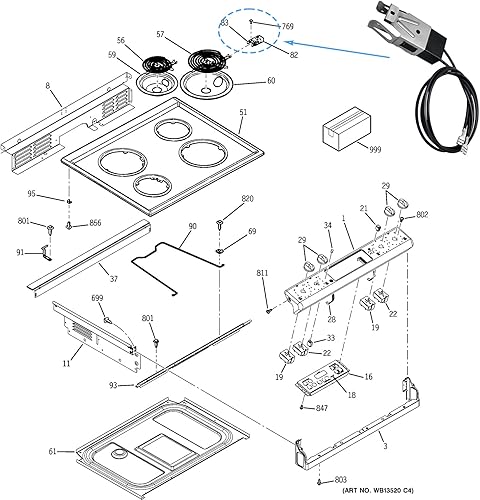 Miniatura 7 de WB2X8228 Element Receptáculo y kit de cables para rangos y estufas GE Electric Hotpoint Sustituye a AP2013499, PS242972 (paquete de 2)