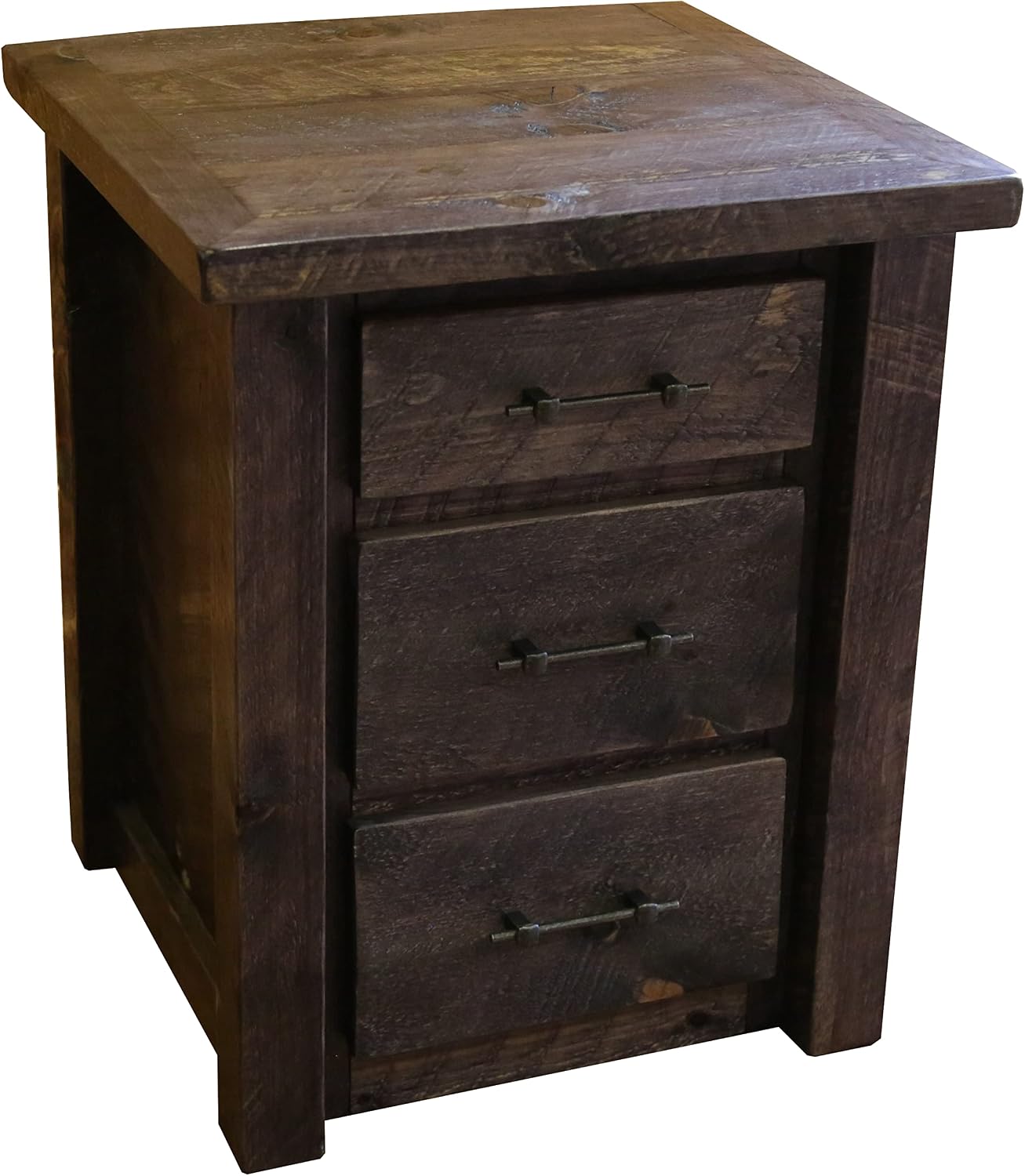 Furniture Barn USA Farmhouse Timber Peg 1-Door 1-Drawer Nightstand, Dusk Stain