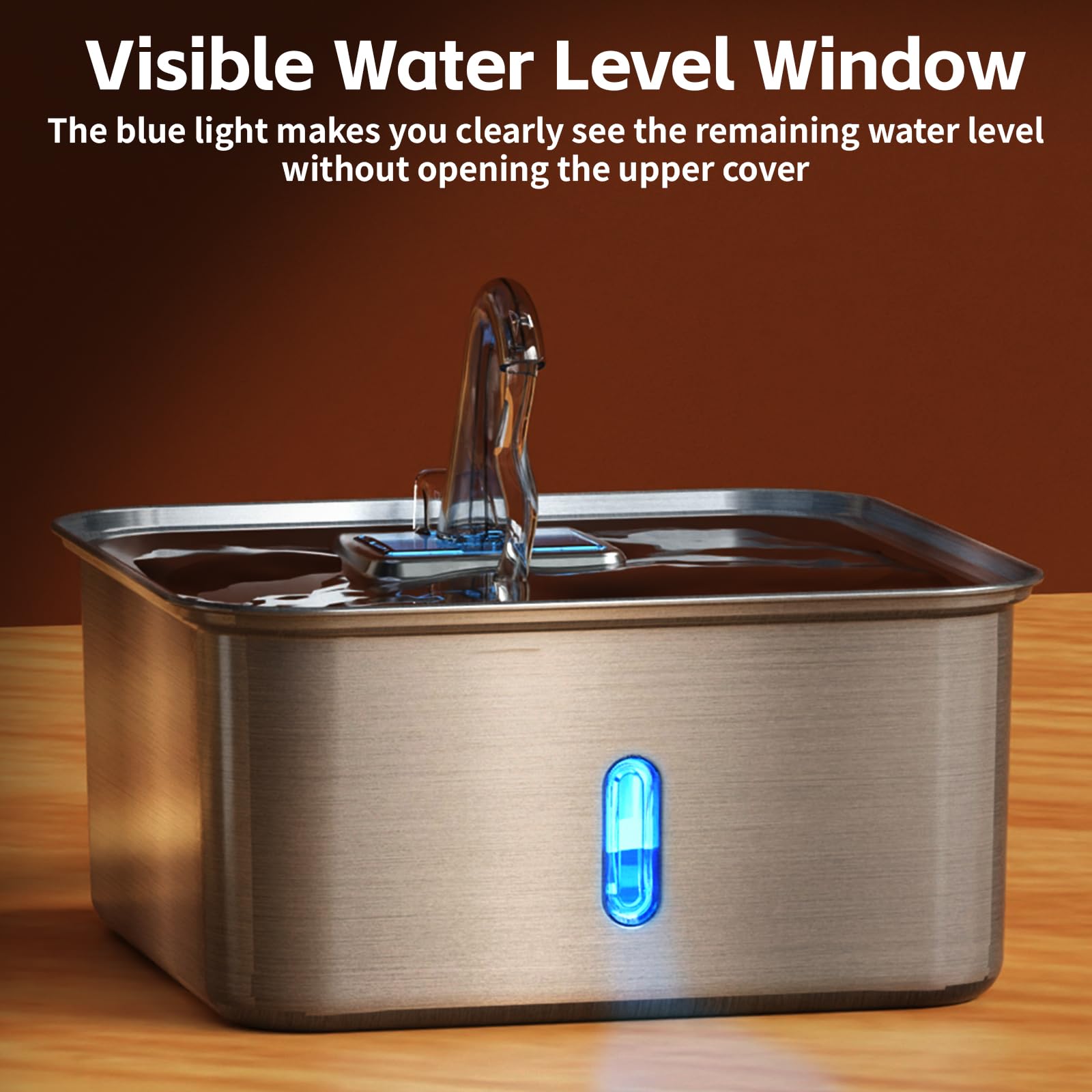 Fuente de agua para perros de 7 l de acero inoxidable con ventana, bomba silenciosa, 6 filtros de repuesto, filtro cuádruple, agua circulante, para varios gatos