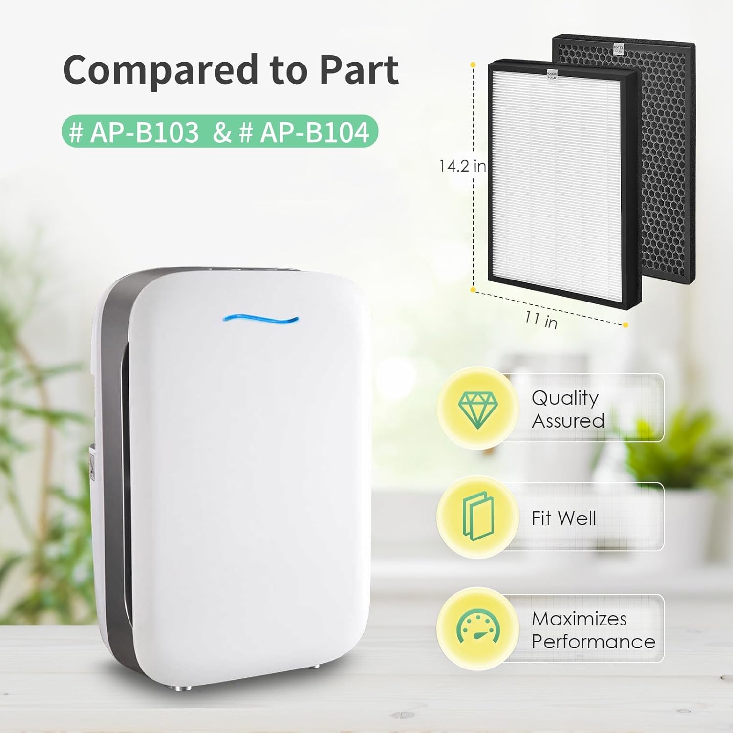 AP-B102 Filter Compatible with Alexapure Breeze Air Purifier AP-B102 Filter Replacement and 3049, Compared to Part # AP-B103 AP-B104, 2 H13 True HEPA with 2 Activated Carbon