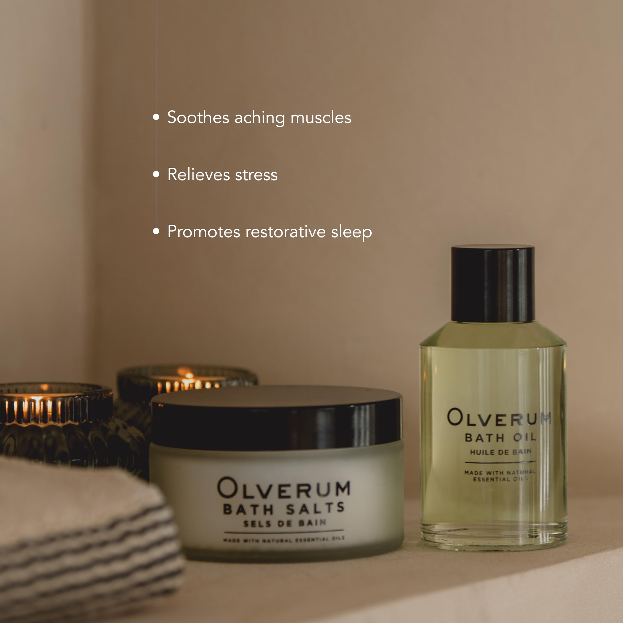Olverum Bath Salts Luxury Muscle Soothing Bath Muscle Soak Aromatic, Therapeutic Blend of Pure Essential Oils & Mineral Salts Muscle Relaxing Ethically Sourced Salt for Women & Men Relax Restore Renew