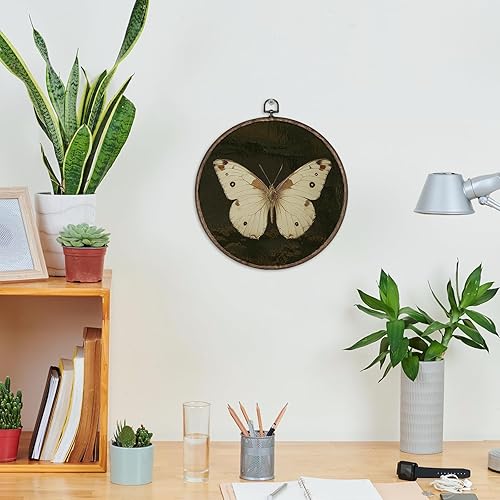 Miniatura 2 de GWFSJYU Arte de pared enmarcado de mariposa oscura, decoración de pared redonda de mariposas, impresiones en lienzo redondas de mariposas,