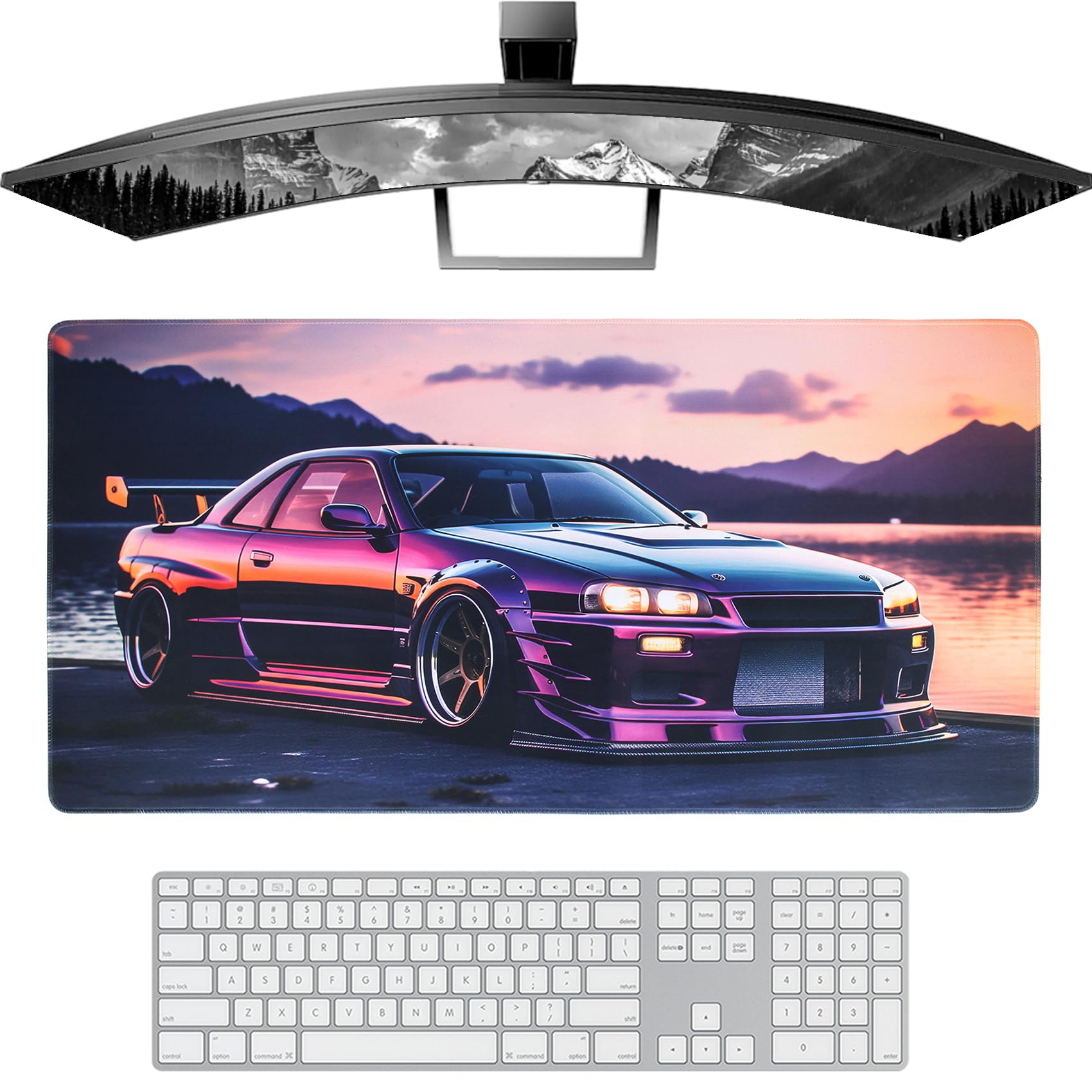 JDM Cars NSX Large Mouse Pad - 30x60cm Gaming Desk Mat With Non-Slip Rubber Base